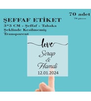 Şeffaf Söz Nişan Kına Nikah Düğün Şişe Ve Magnet Etiketi 70 adet