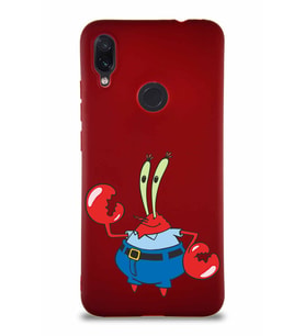 Xiaomi Redmi Note 7 Soft Premier Kapak Bay Yengeç Tasarımlı Silikon Kılıf - Mürdüm (Şeffaf)