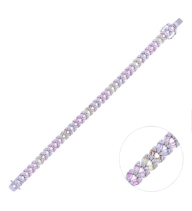 Nusnus Gümüş Kadın Bileklik ZRK 2200 Renkli Taşlı Su Yolu Model 19.3 gr