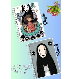 Sprited away defter seti 2 adet A4 boyutu 21*30 çizgili + kareli 60 syf