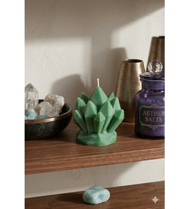 Mumelia Candles Buz Kristali 3'lü Mum - Doğal Soya, El Yapımı, Dekoratif - Zümrüt Yeşili