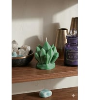 Mumelia Candles Buz Kristali 3'lü Mum - Doğal Soya, El Yapımı, Dekoratif - Zümrüt Yeşili