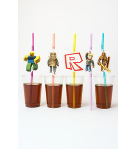 Pipet ROBLOX  Temalı Körüklü Artistik Pipet Doğum Günü Malzemesi