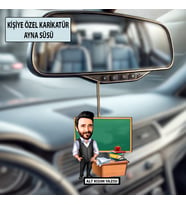 Kişiye Özel Karikatür Öğretmen Ayna Süsü – Araç İçi Öğretmene Hediye