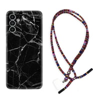 Samsung A23 A31 A32 A50 A51 A52 A53 A70 Kılıf Boyun Asklı Rasta Silikon Fragile Black Mermer 1378