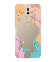 Huawei Mate 20 Lite Uyumlu Kamera korumalı Kapak Karışık Renkler Tasarımlı Şeffaf Kılıf