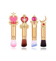 EDA LUXURY BEAUTY 4'lü Kabuki Makyaj Fırçası Asansörlü Kapaklı Çok Amaçlı Kontür Fondöten Allık Pudra Özel Fırça Seti E031