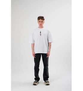 Erkek Baskılı T-Shirt Kısa Kol Bisiklet Yaka Regular Fit Rahat Kalıp Günlük Tişört - Beyaz