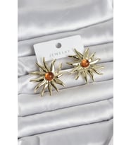 Güneş Model Gold Renk Pirinç Kadın Küpe - TJ-BKP11654