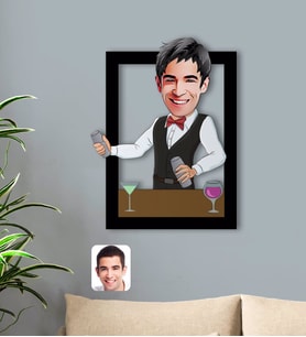BK Gift Kişiye Özel Barmen Karikatürlü 3D Ahşap Tablo-2