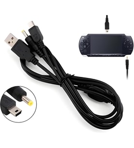 PSP Şarj ve Data Kablosu PSP 1000 2000 3000 E1004 Uyumlu PlayStation Portable Film Video Müzik Oyun Transfer 2in1 USB Kablo