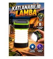 Katlanabilir Solar Kamp Lambası 3 Kademeli Şarjlı Fener Görünümlü Dokunmatik LED