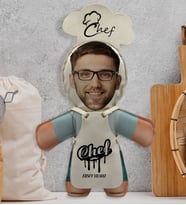 BK Gift Kişiye Özel Fotoğraflı Erkek Chef Bebek Yastık-2
