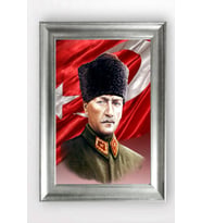 Gümüş Çerçeveli Atatürk Tablo cv1108