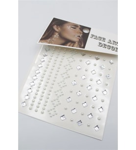 İncili Taşlı Yüz ve Saç Sticker - Beyaz