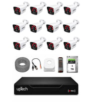 UPTECH 12 Kameralı Güvenlik Kamera Seti 2MP 1080P Full HD 6 Atom LED Gece Görüşlü 1 TB HDD 5525