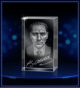 3d Kristal Atatürk 18 (Gerçek 3 Boyutlu Görüntü)