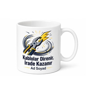 Elektrik Kablolarını Çeken Ustaya Çarpılmayan İrade Kahve Kupası Hediye Bardak