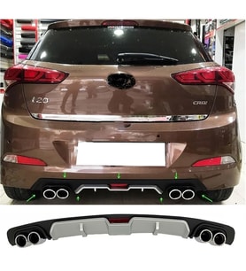 Hyundai İ20 Gri Difüzör 4 Krom Egzoz Görünümlü Difizör Arka Ek Body Kit