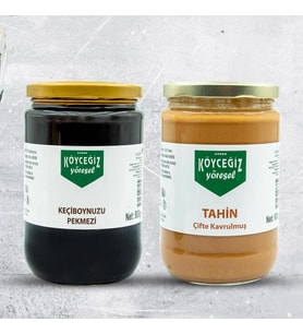 Kb Köyceğiz Yöresel Çifte Kavrulmuş Tahin 600 G Cam Kavanoz + Köyceğiz Yöresel Keçiboynuzu Pekmezi 800 G