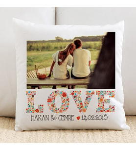 Kişiye Özel İsme Özel Fotoğraflı Love Yastık