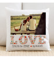 Kişiye Özel İsme Özel Fotoğraflı Love Yastık