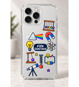 2D Fizik Öğretmeni Desenli iPhone 13 Pro Şeffaf Telefon Kılıfı