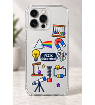 2D Fizik Öğretmeni Desenli iPhone 13 Pro Şeffaf Telefon Kılıfı
