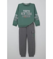 Breeze Erkek Çocuk Eşofman Takımı Şehir Konseptli Pantolonu Yan Cep Detaylı 4-9 Yaş, Mint Yeşili