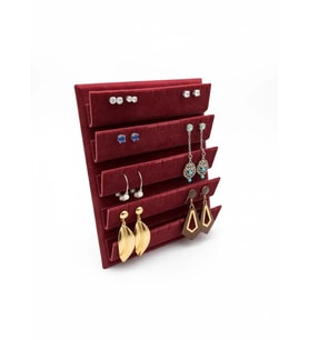 Süet Kumaş 20/16 Cm Bordo Renk Ayaklı Küpe Standı (A.Bordo)
