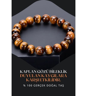 Nelleovana Kaplan Gözü Doğal Taş Bileklik 8 Mm ( Duyulan Kaygılara Karşı Etkilidir ) Aa Kalite