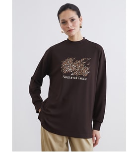 LCW Modest Kahverengi Bisiklet Yaka Oversize Kadın Sweatshirt Tunik