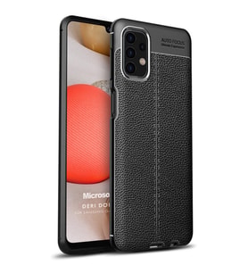 Microsonic Samsung Galaxy A32 4G Kılıf Deri Dokulu Silikon Siyah