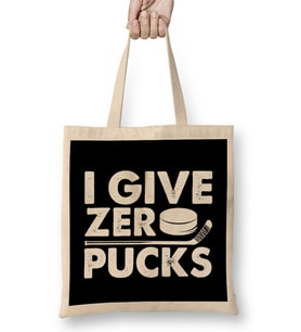 Funny I Give Zero Pucks Ice Hockey Players Pun Bez Çanta Uzun Saplı