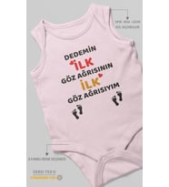 Dedemin İlk Göz Ağrısıyım Baskılı Bebek Zıbını – Çıtçıtlı Body  %100 Pamuk Sıfır Kol (Bebek Pembesi)