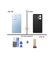 Xiaomi Redmi Note 12 Pro 4G Buz Mavisi Uyumlu Arka Kapak + Yapıştırıcı ve Vida Seti