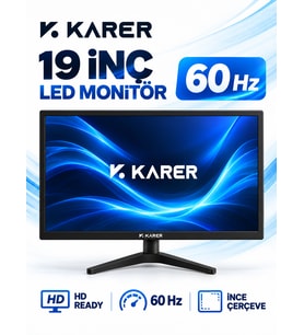 Karer 19 İnç LED Bilgisayar Monitörü – 60Hz HD Ready İnce Çerçeveli Masaüstü Monitör