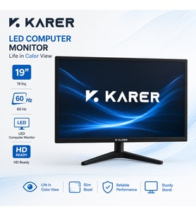 Karer 19 İnç LED Bilgisayar Monitörü – 60Hz HD Ready İnce Çerçeveli Masaüstü Monitör