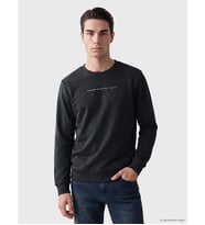 LCWAIKIKI Classic Haki Bisiklet Yaka Baskılı Erkek Sweatshirt