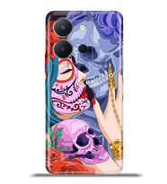 Vivo Y36 Kapak HD Renkli Dizayn Silikon Kılıf - Skull Love