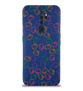 Oppo A5 2020 Uyumlu Lansman Kılıf Hello Kitty Tasarımlı İçi Kadife Kapak-Lacivert (Şeffaf)
