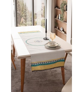 Safran Luxe, Duck Keten Runner, Premium Seri Kaymaz Runner 45x140 (Sarı)