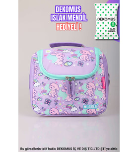 "DEKOMUS ISLAK MENDİL HEDİYELİ"  "FLUFFY BUNNY KOLEKSİYONU" TERMOSLU BESLENME ÇANTASI