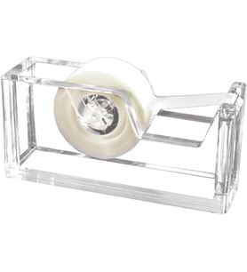 Şeffaf Akrilik Ofis Bant Dispenseri, Standart 3/4 "Yedek Rulolara, Ofis Düzenleyicisine, Masa Aksesuarına, 1.8" x 5.6" x 2.9", Tek Elle Dağıtım için Kaymaz Ayaklar