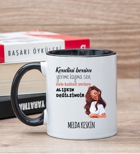 Kişiye Özel Alışıkın Değilsindir Tasarım Esprili Siyah Kupa Bardak