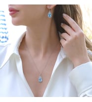 Aquamarin Taşlı Gümüş Set