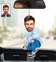 Kişiye Özel Fotoğraflı Abi 4 Tasarımlı Karikatür Araba Dikiz Ayna Süsü