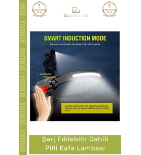 #KafaLambası Güçlü 5 Aydınlatma Modlu COB LED Sensörlü USB Şarj Edilebilir Dahili Pilli Kafa Lambası