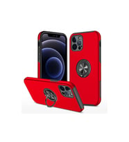 İphone 12 Kılıf Elit Yüzüklü Kapak - Kırmızı