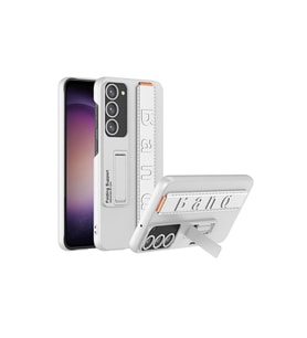 Samsung Galaxy S23 Plus Uyumlu Kılıf Standlı El Tutacaklı Zore Band Kapak (Gümüş)